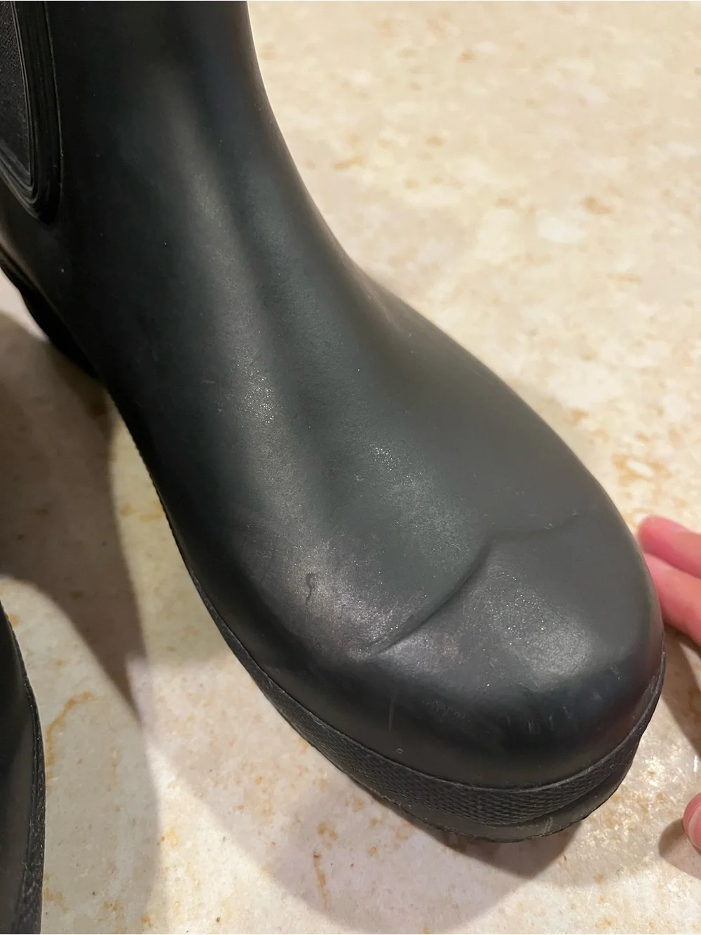 Hunter Black Chelsea Short Rain Boots with Logo Trim